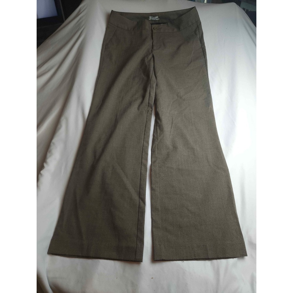 Dockers Womens Brown Herringbone Mid Rise Curvy Wide Leg Dress Pants Size 10 Med